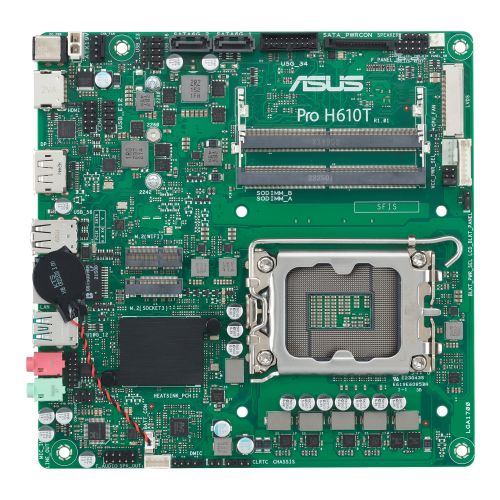 Asus PRO H610T-CSM - Corporate Stable Model, Intel H610, 1700, Thin Mini ITX, 2 DDR5 SO-DIMM, HDMI, DP, LVDS, 19v DC in, 1x M.2 Asus PRO H610T-CSM - Corporate Stable Model, Intel H610, 1700, Thin Mini ITX, 2 DDR5 SO-DIMM, HDMI, DP, LVDS, 19v DC in, 1x M.2
